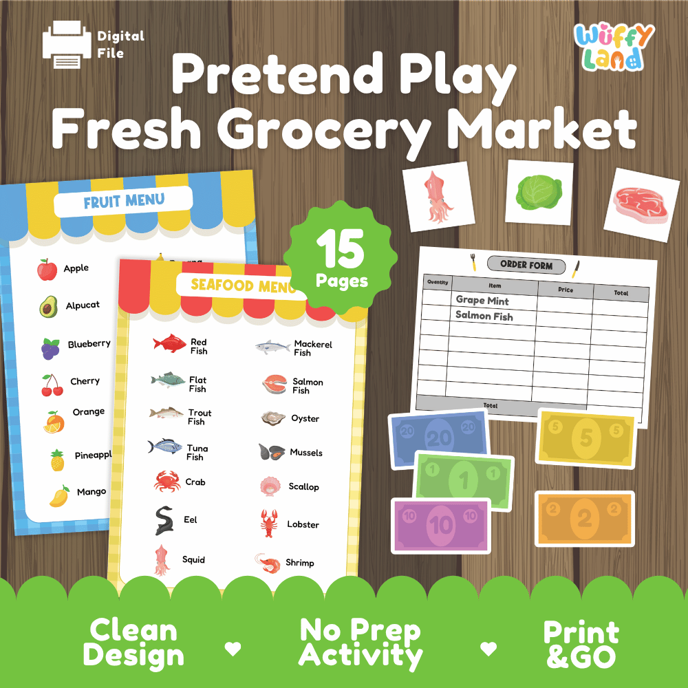 Fresh Grocery Market Dramatic Play Pretend Play Center Printable Activity