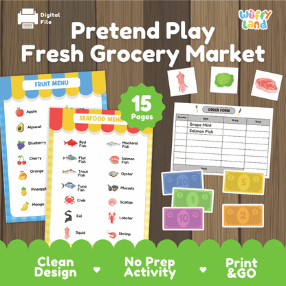 Fresh Grocery Market Dramatic Play Pretend Play Center Printable Activity