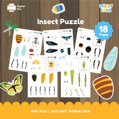 Insect Puzzle Activity Sheets for Kids -  Fun & Educational!