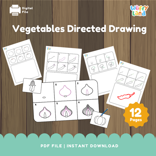 Vegetable Directed Drawing Worksheets - Printable Step-by-Step Art for Kids