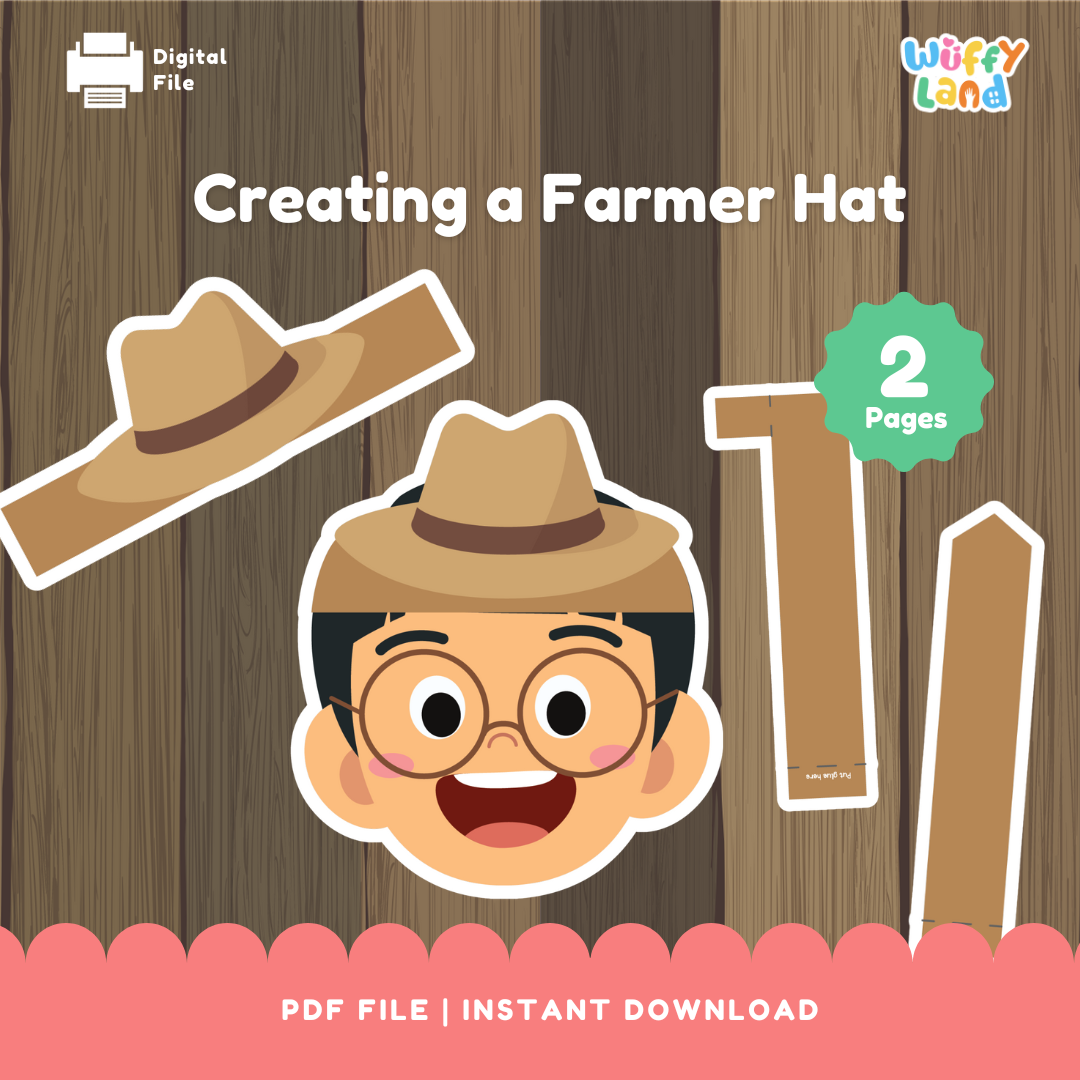 Kerajinan Topi Petani yang Dapat Dicetak - Topi Kertas DIY untuk Anak-anak - Aktivitas Potong &amp; Tempel yang Menyenangkan