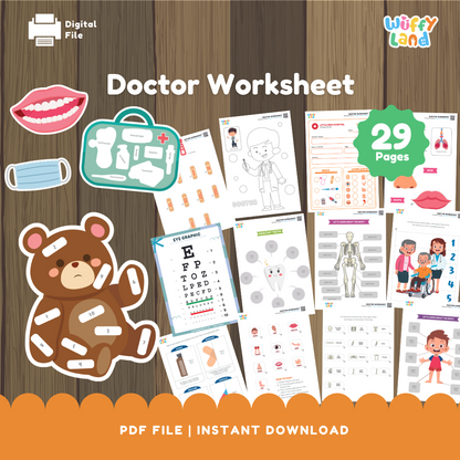 Doctor Themed Worksheets for Kids: Fun & Educational Activities | Printable PDF | Instant Download