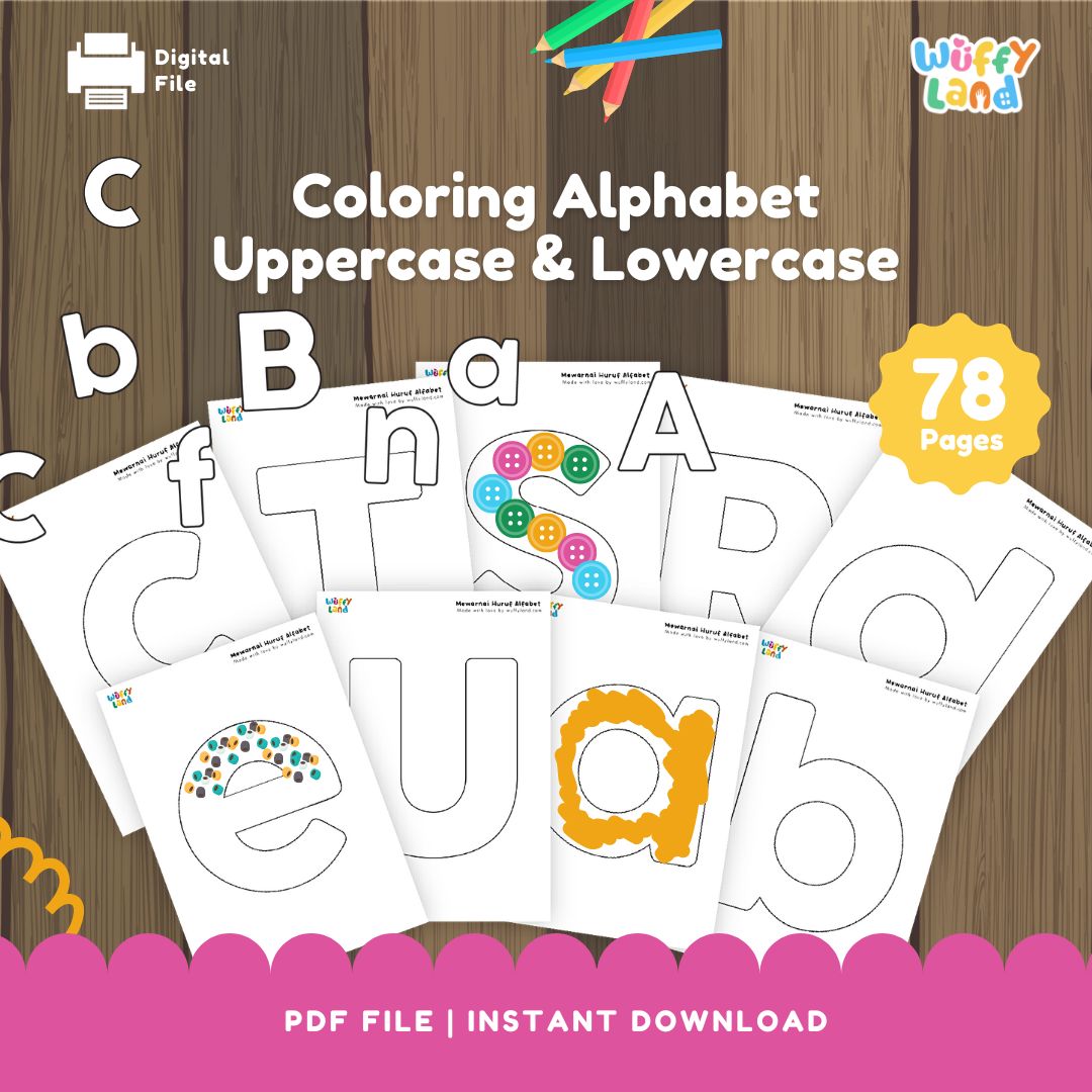 Coloring Alphabet Uppercase & Lowercase 78 Pages - Fun ABC Learning Activity Educational Coloring Pages for Kids