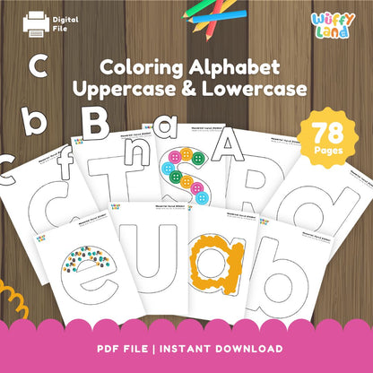 Coloring Alphabet Uppercase & Lowercase 78 Pages - Fun ABC Learning Activity Educational Coloring Pages for Kids