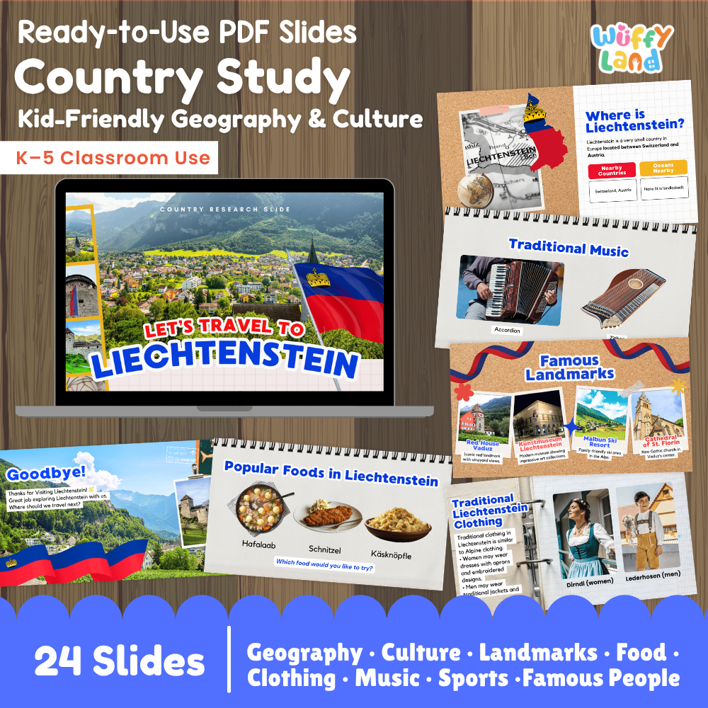 Liechtenstein Country Study Kid Friendly Geography & Culture PDF Slides