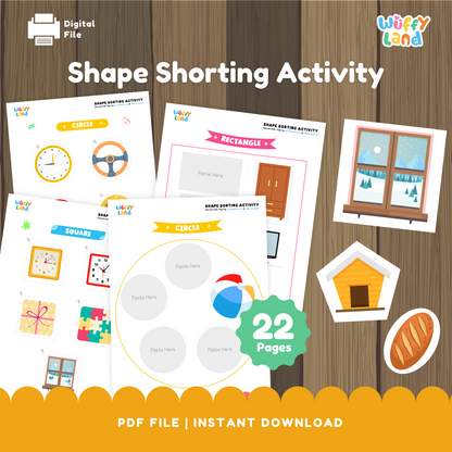 Shape Sorting Activity for Kids | 22 Pages Printable PDF | Fun Learning Tool