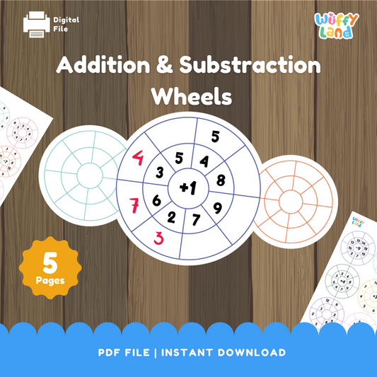 Addition & Subtraction Wheels Worksheets - Cut & Paste Math Centers for Kids