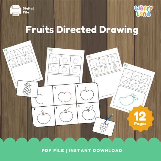 Fruits Directed Drawing for Kids – Printable Step-by-Step Art Fun!