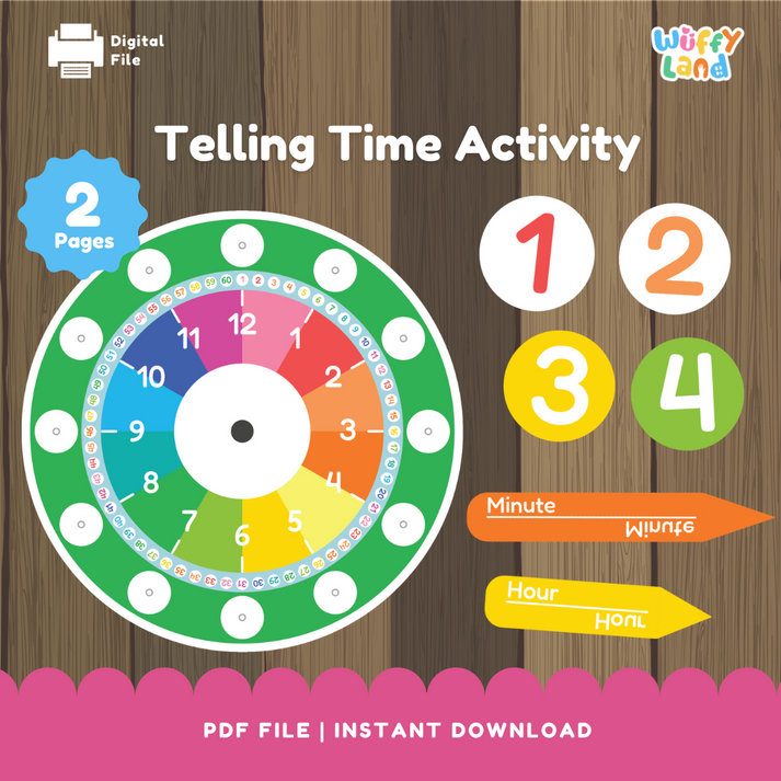 Telling Time Printable – Learn to Read Clocks for Kids – wuffyplayandlearn