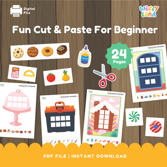 Fun Cut and Paste Worksheets for Beginners - Fine Motor Skills Activities - Preschool & Kindergarten