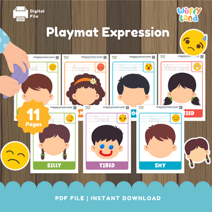 Playmat Expression Activity | 23 Pages Emotions Printable for Kids | Fun Playdough Activity