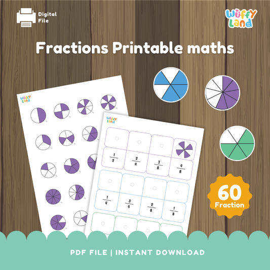 Fractions Printable Worksheets for Kids - Visual Fraction Matching Math Center