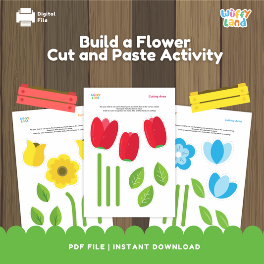 Build a Flower Craft - Cut and Paste Activity - Spring Fine Motor Printable
