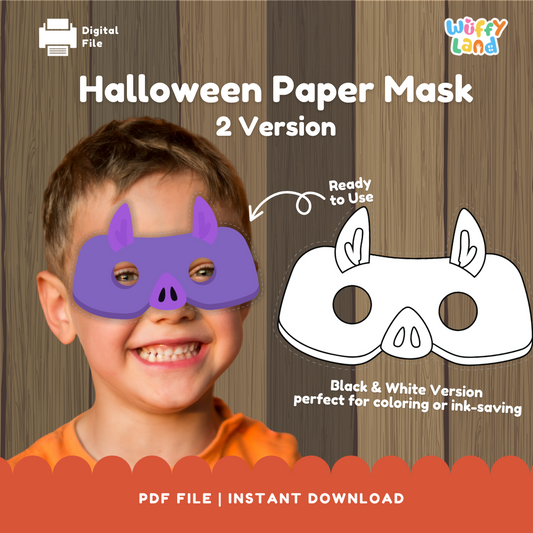 Halloween DIY Mask Printable Craft for Kids with Coloring Activities