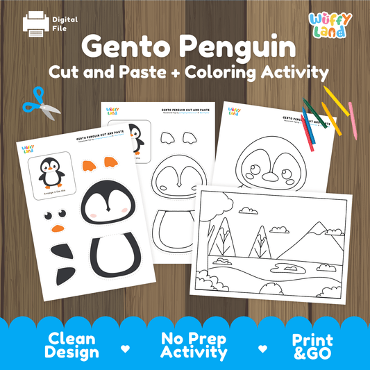 Gento Penguin Cut and Paste Craft Penguin Coloring Page & Polar Animal Activity