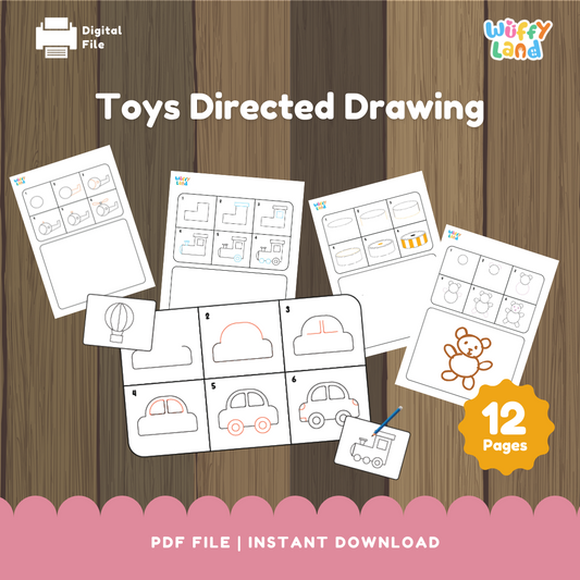 Toys Directed Drawing Worksheets - Fun Step-by-Step Art Activity for Kids