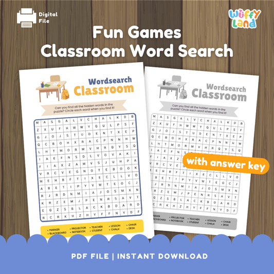 Back To School Classroom Word Search For Kids First Day of School