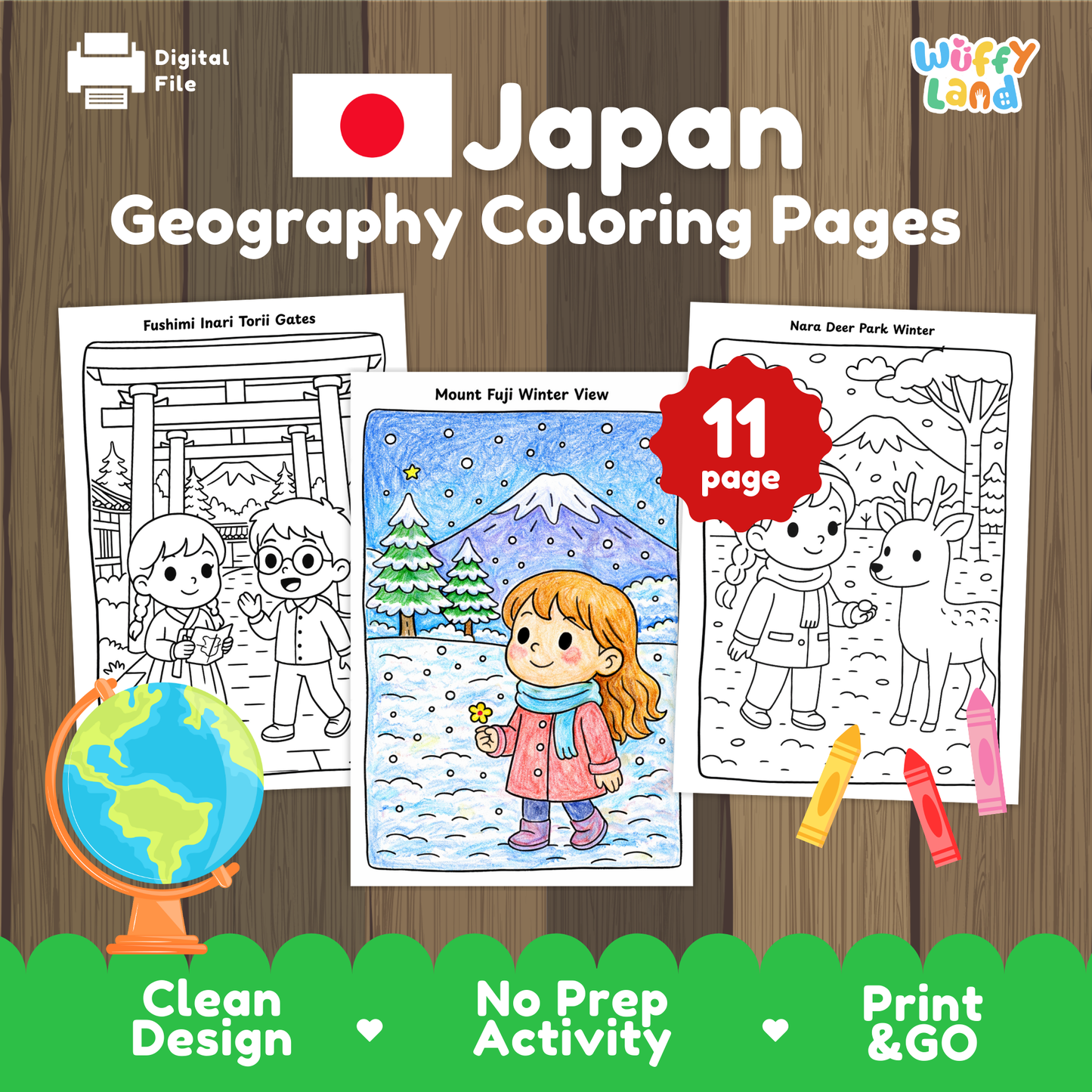 Japan Coloring Pages | Japan Landmarks, Culture & Travel Scenes | No Prep Printa