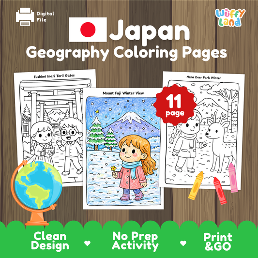Japan Coloring Pages | Japan Landmarks, Culture & Travel Scenes | No Prep Printa