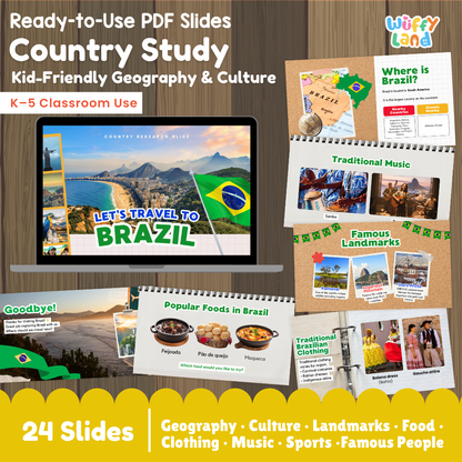 Brazil Country Study Kid Friendly Geography & Culture PDF Slides