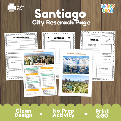 Santiago City Research Project Worksheets and Fact Sheet