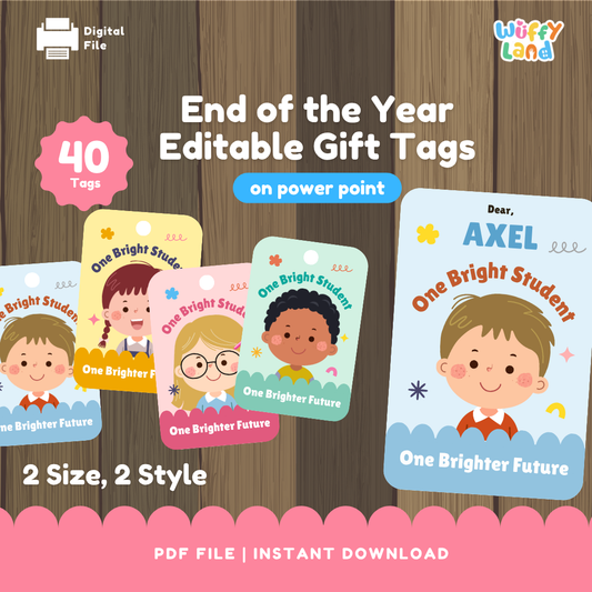 Student End of Year Gift Tags “One Bright Student”, Easy to Use and Editable