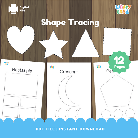 Shape Tracing Worksheets for Preschool & Kindergarten - 2D Shapes Fine Motor Practice Printable