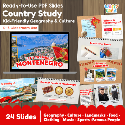 Montenegro Country Study Kid Friendly Geography & Culture PDF Slides