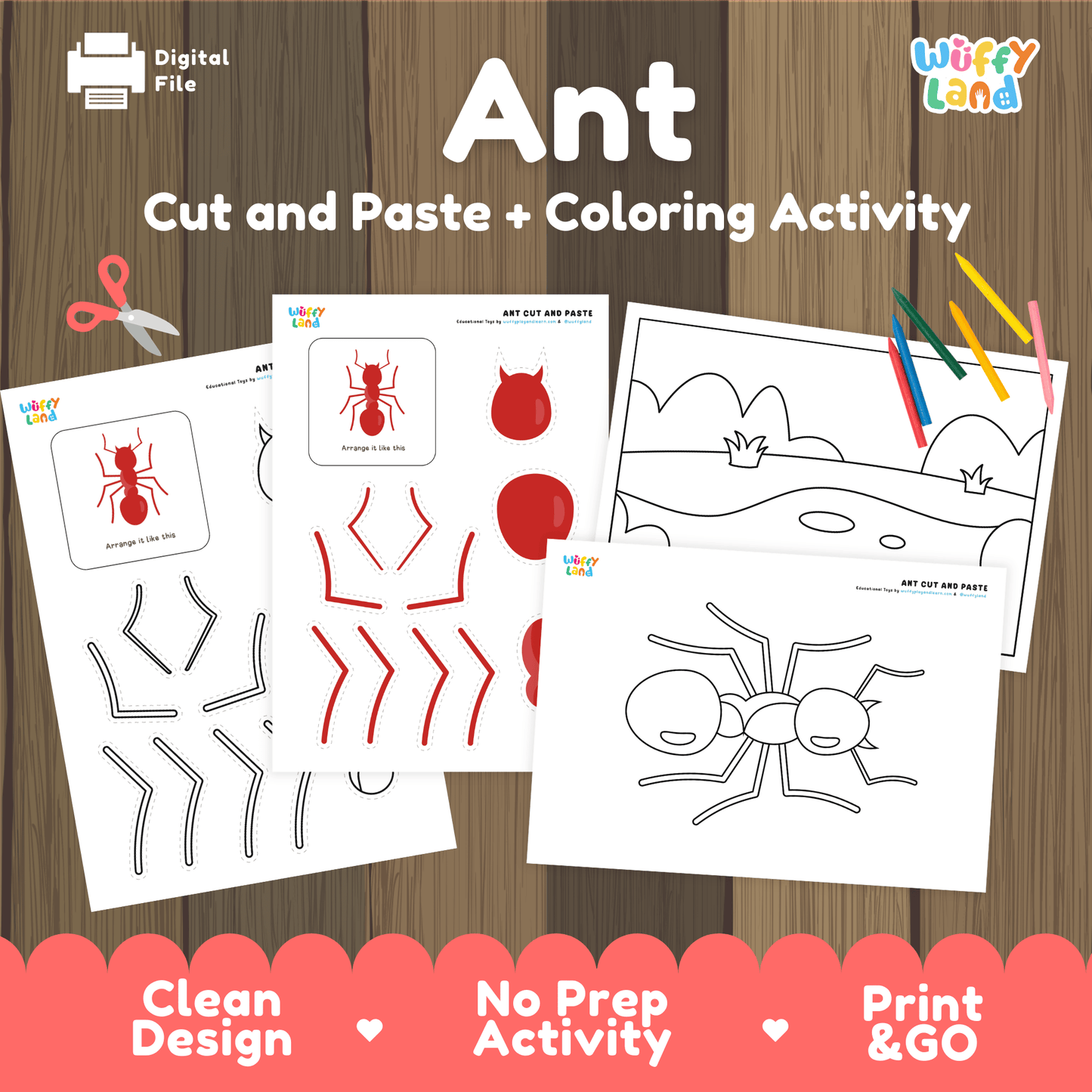 Ant Cut and Paste Craft | Ant Craft Coloring Page & Insect Activity