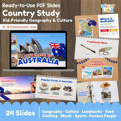 Australia Country Study Kid Friendly Geography & Culture PDF Slides