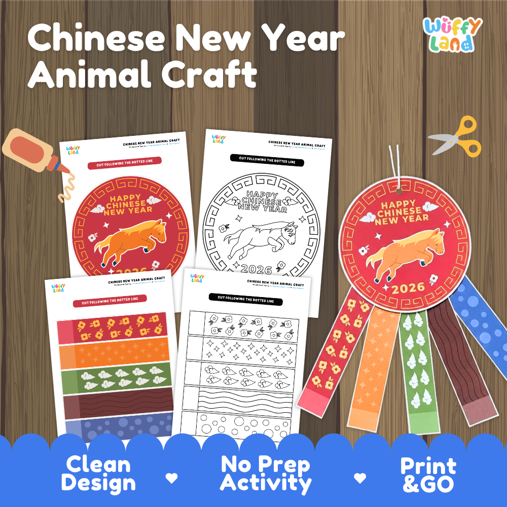 Chinese New Year Animal Craft Printable Year of the Horse Celebration Activity Set