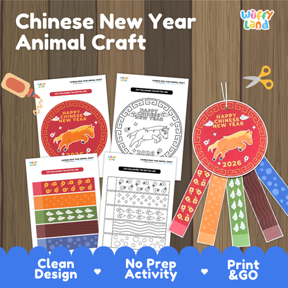 Chinese New Year Animal Craft Printable Year of the Horse Celebration Activity Set