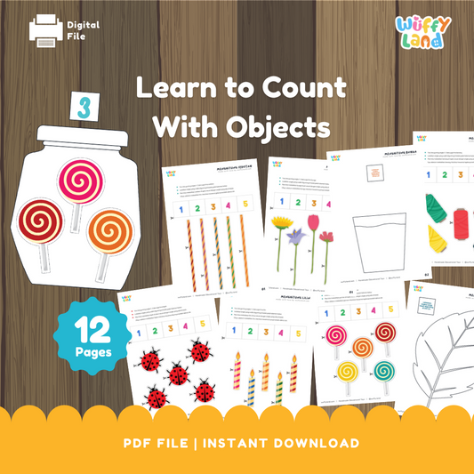 Learn to Count with Objects Printable 12-Page Educational Activity Set - Math Fun for Kids