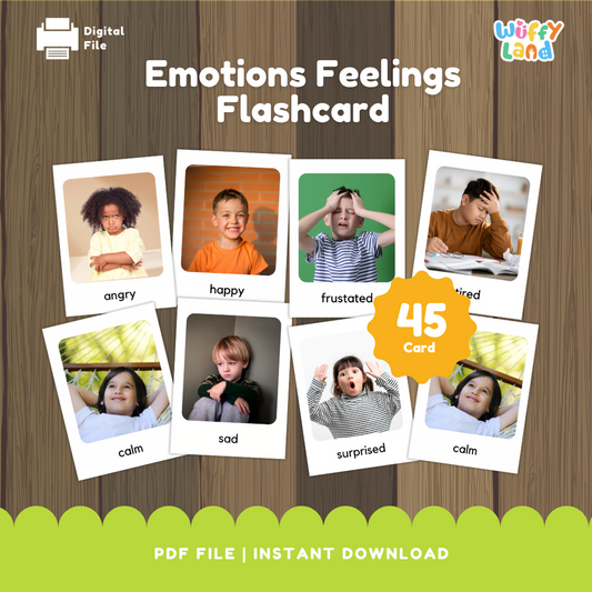 Kartu Flash Emosi Perasaan Autisme Pendidikan Khusus dengan Gambaran Nyata