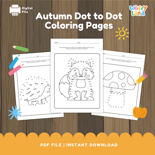 Autumn Dot to Dot and Coloring Pages - Fall Activities for Kids