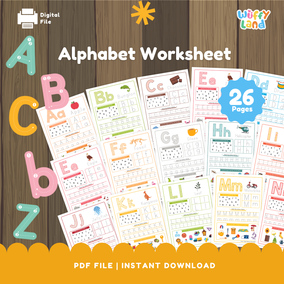 Lembar Kerja Alfabet A–Z - Halaman Penelusuran &amp; Fonetik yang Dapat Dicetak untuk Anak Prasekolah &amp; TK