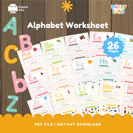 Alphabet Worksheet A–Z - Printable Tracing & Phonics Pages for Preschool & Kindergarten