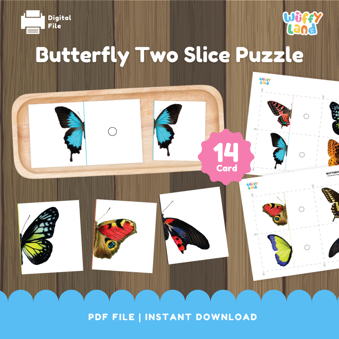 Butterfly Two Slice Puzzle – Fun Learning Printable for Kids!