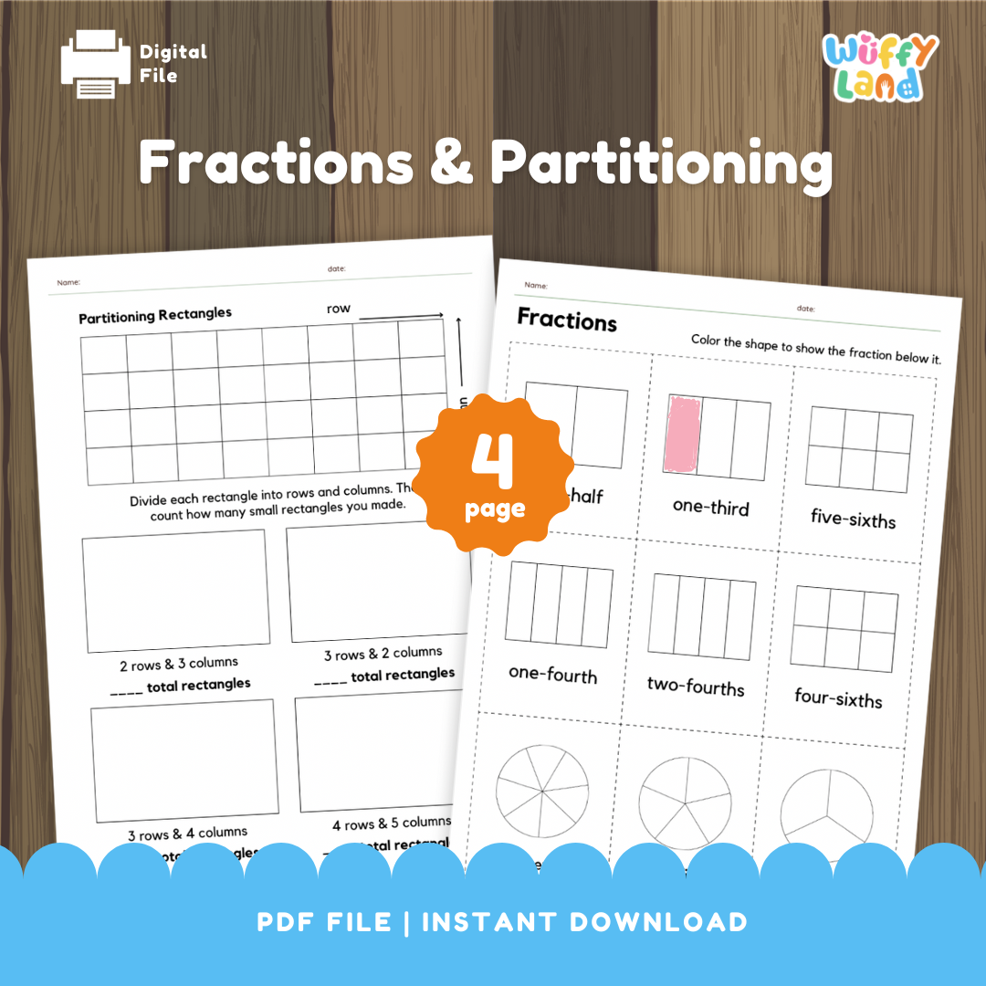 Fractions & Partitioning Worksheets - Math Activity with Answer Key