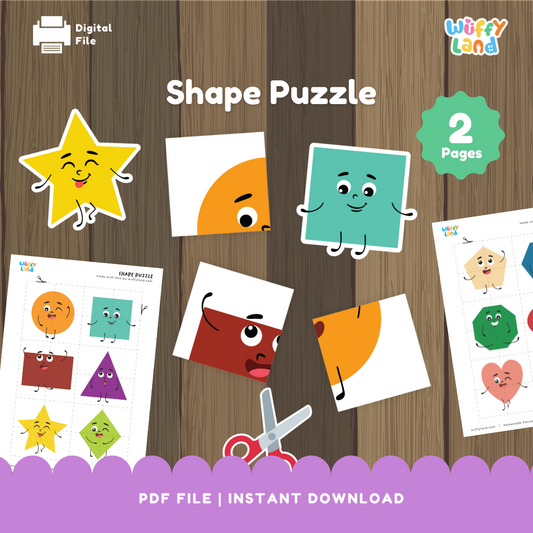 Shape Puzzle Printable for Preschool & Kindergarten - 2D Shape Matching Activity - Fun Geometry Center