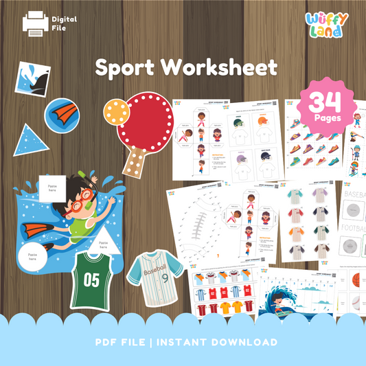 Sports-Themed Worksheets for Kids: Fun & Educational Activities | Printable PDF | Instant Download