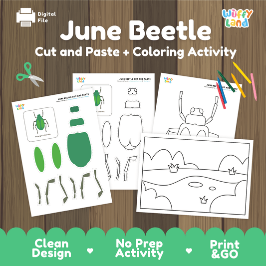 June Beetle Cut and Paste Craft | Beetle Coloring Page & Insect Activity