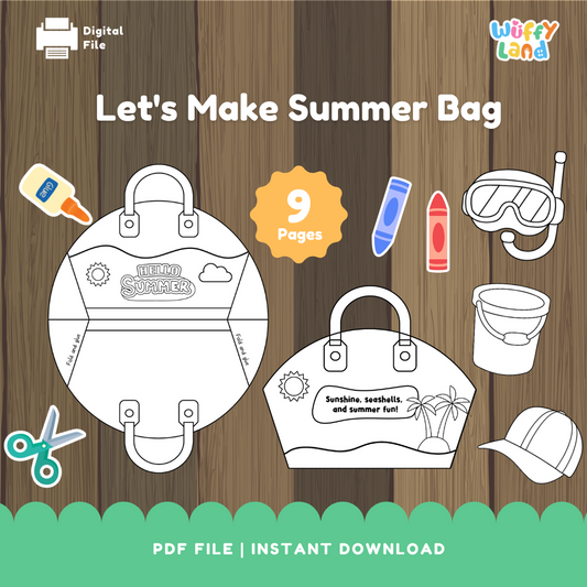 Summer Bag Craft for Kids - Cut & Paste Printable Activity - Fine Motor & Pretend Play