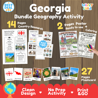 Georgia Geography Activity Bundle Country Research Posters Flashcards