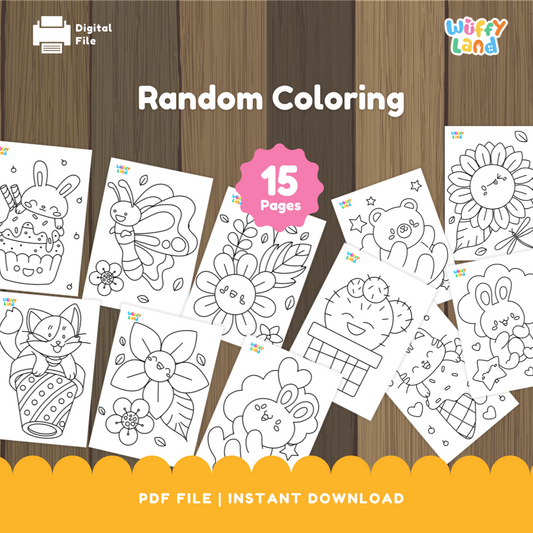 Whimsical Random Coloring Pages for Kids - 15 Page PDF Download