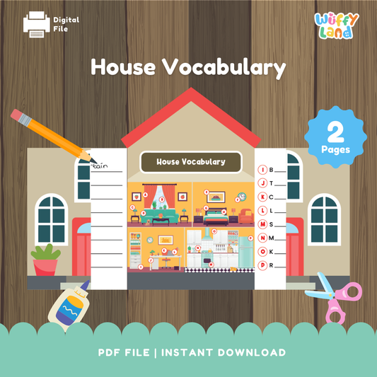 House Vocabulary Foldable Book for Kids – Room & Object Identification Activity