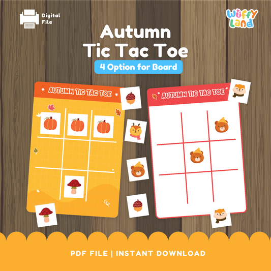 Permainan Tic Tac Toe Musim Gugur - Aktivitas Cetak Musim Gugur untuk Anak-anak - Papan Permainan Labu &amp; Daun