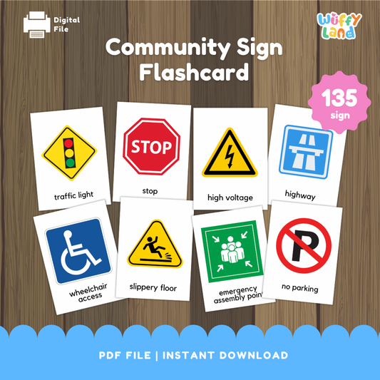 Kartu Flash Rambu Komunitas - Kartu Rambu Lalu Lintas &amp; Keselamatan untuk Anak, ESL, Pendidikan Khusus