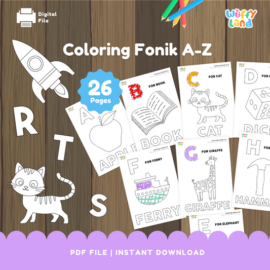 Coloring Phonics A-Z - Fun Alphabet Learning Activity Educational Phonics Coloring Pages for Kids