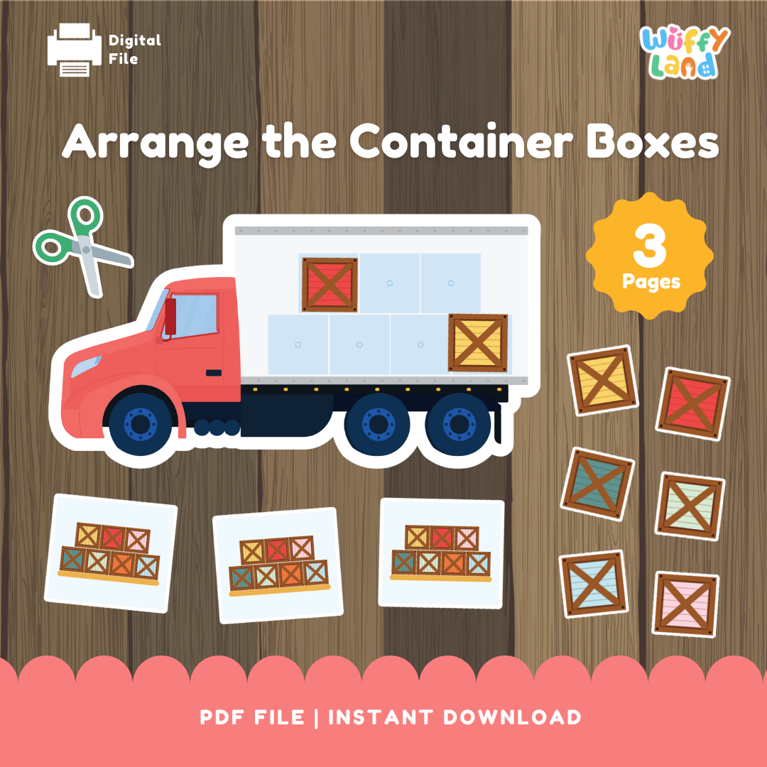 Atur Kotak Kontainer yang Dapat Dicetak - Permainan Logika Spasial Visual untuk Anak-Anak
